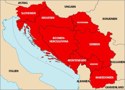 Jugoslavien før 1991 med delrepublikker og autonome provinser.