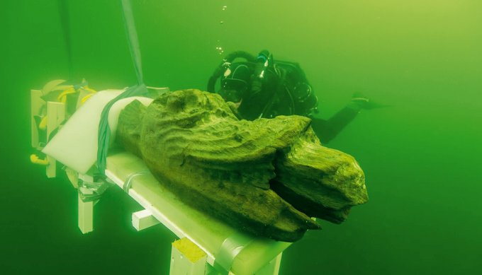 I 2015 bjærgede dykkere fra Nationalmuseet denne galionsfigur fra orlogsskibet Gribshunden