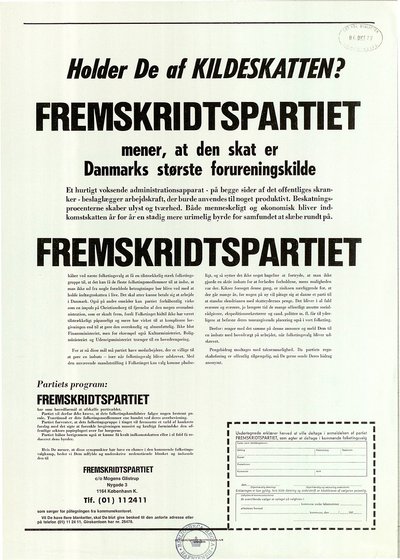 Fremskridtspartiets valgbrochure fra 1972