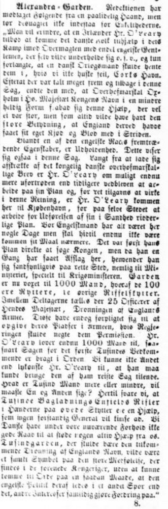 Omtale af Alexandra Garden i den danske avis Dags-Telegraphen, 14. juni 1864.