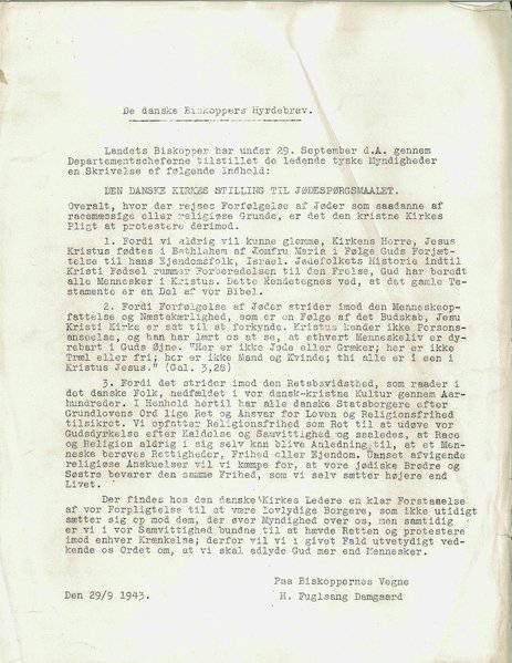De danske biskoppers hyrdebrev fra 29. september 1943