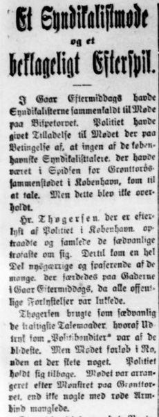 Udklip fra den socialdemokratiske avis Demokraten, 18. november 1918