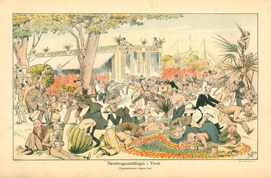 Vegetarer i Tivoli, satiretegning i Blæksprutten 1894
