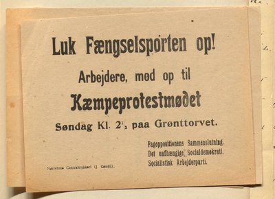Indkaldelse til demonstrationen på Grønttorvet den 10. november 1918.