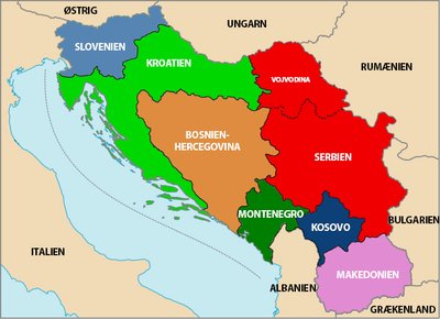 De ny lande, der opstod som følge af krigene i Jugoslavien 1991-1999