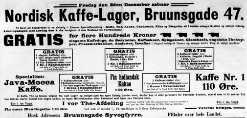 Annonce for Nordisk Kaffe-Lager, 1910