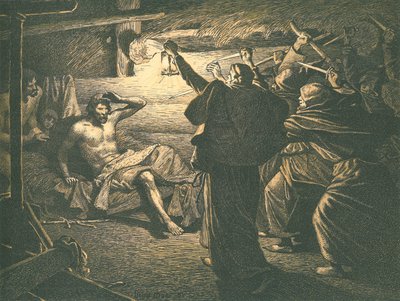 Mordet på Erik Klipping i Finderup Lade 1286. Illustration fra Danmarks Historie i Billeder (1898) 