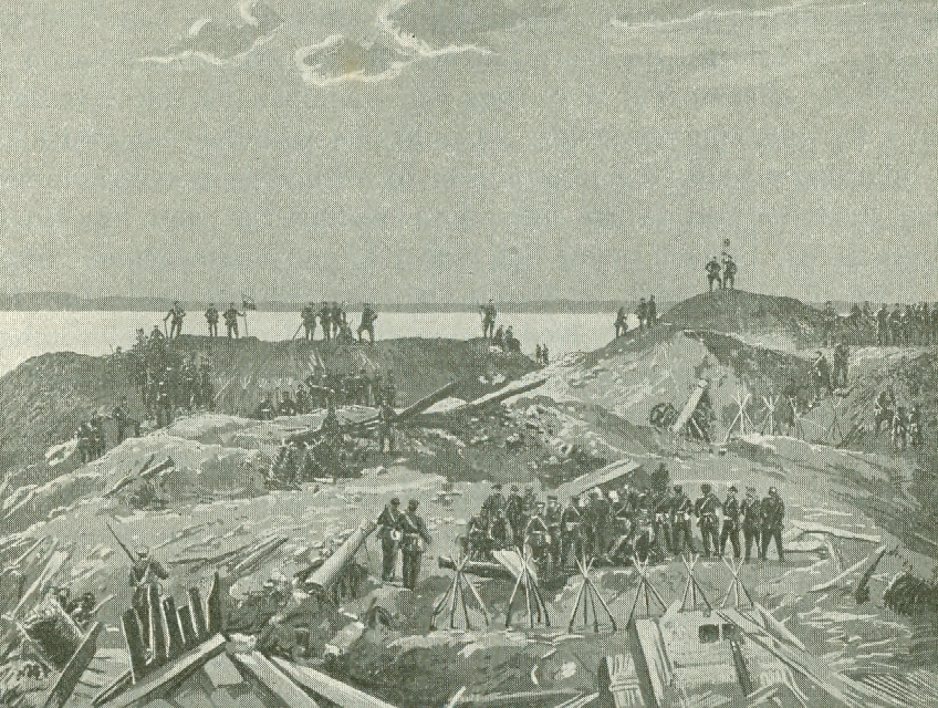 Sammenskudte skanser ved Dybbøl efter slaget 18. april 1864