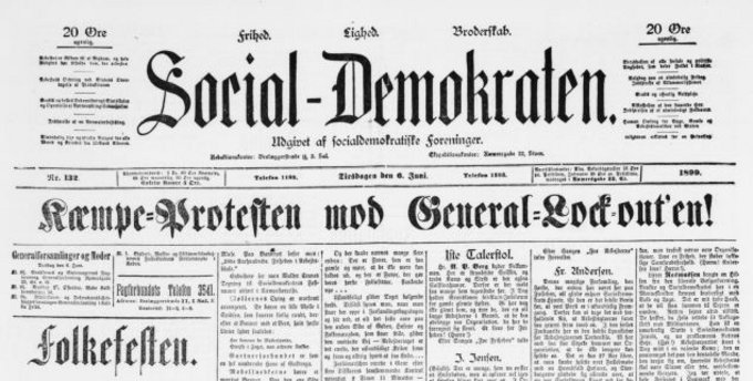 Forsiden af Social-Demokraten dagen efter grundlovsjubilæet