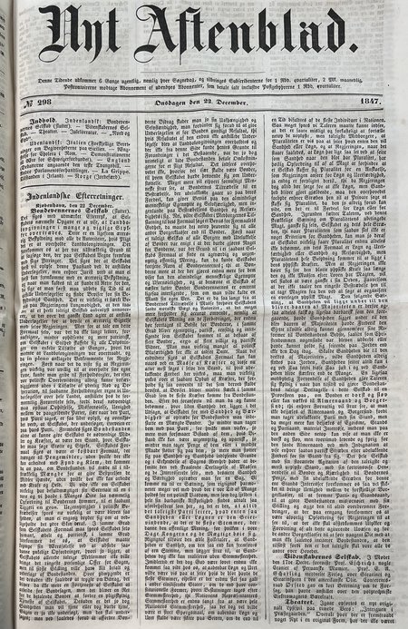 Nyt Aftenbladet nr. 298 fra december 1847
