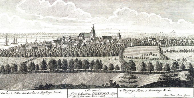 Kobberstik af Svendborg fra omkring 1799