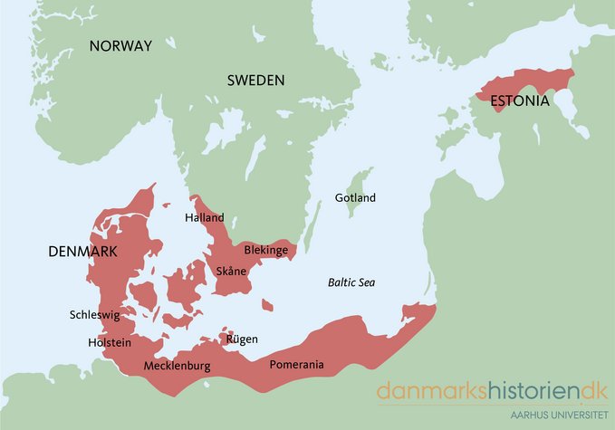 Map of the Baltic Sea Region with the Danish ‘empire’ in the early thirteenth century