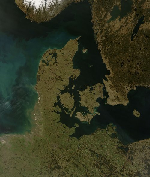 Satellite image of Denmark