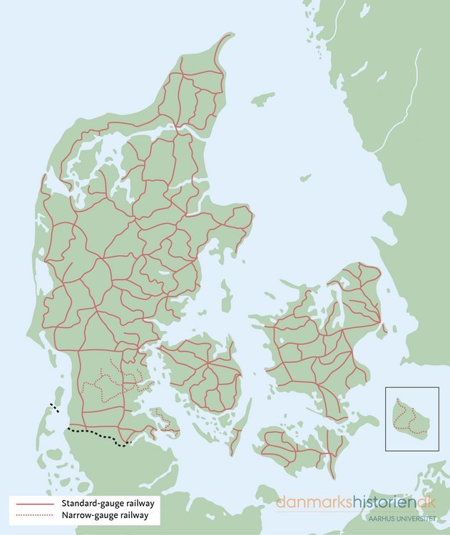 The Danish rail network in 1930
