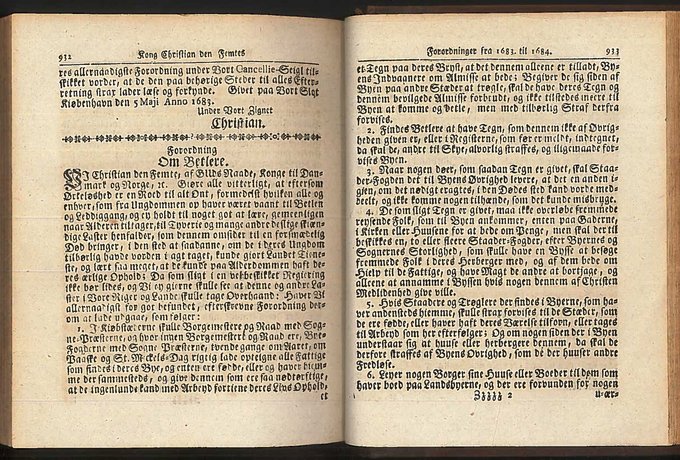 Scanning af Forordning om Betlere 5. maj 1683