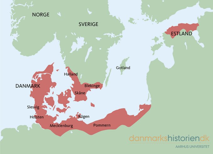 Kort over Østersøområdet med det danske imperium først i 1200-tallet