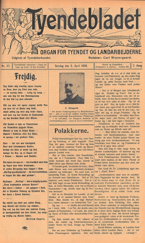 Forsiden på Tyendebladet 5. april 1908