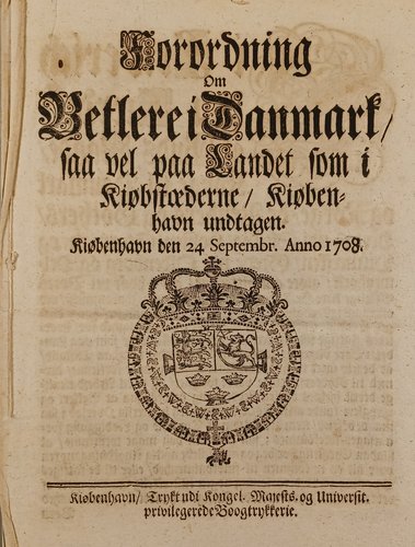 Den originale forordning fra 1708