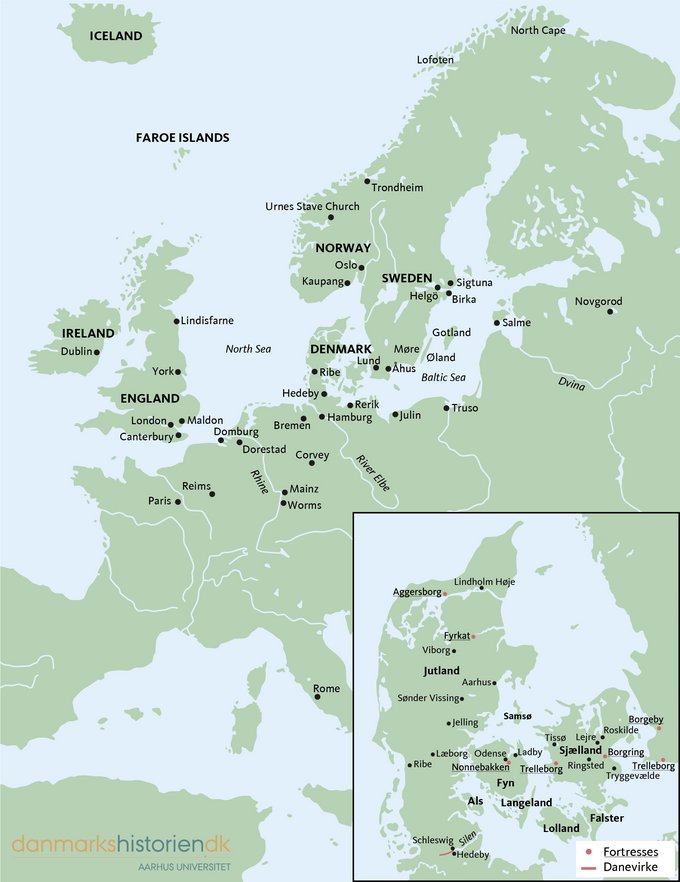 Overview map of Northern Europe in the Viking Age