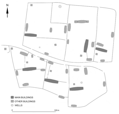 Plan over den udgravede bebyggelse i Vorbasse