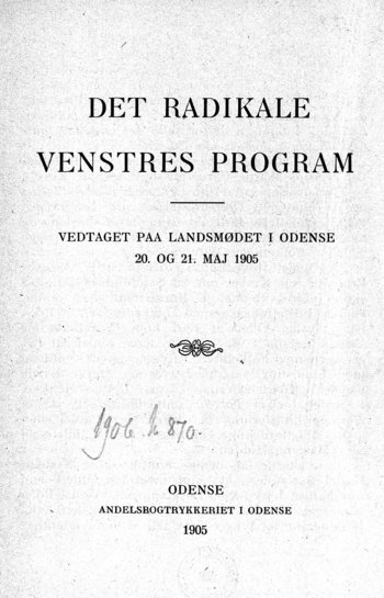 Det Radikale Venstres partiprogram fra 1905
