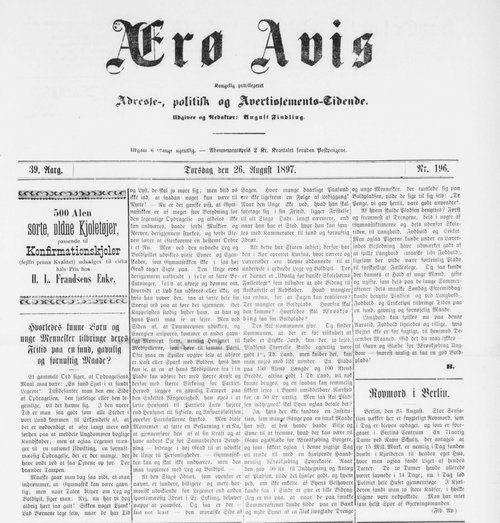 Artiklen i Ærø Avis den 26. august 1897