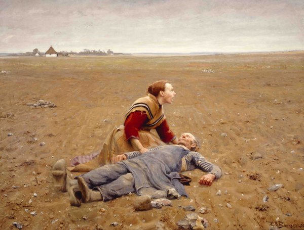 Den fynske maler H.A. Brendekildes (1857-1942) socialrealistiske billede ’Udslidt’ fra 1889
