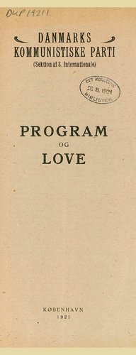 Forsiden på DKP's 1921 partiprogram