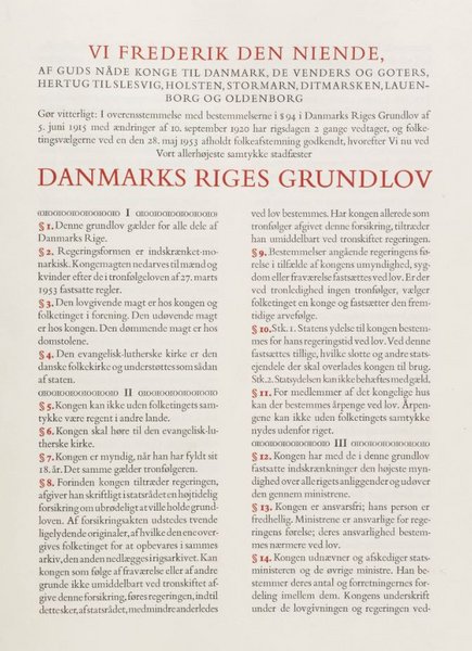Første side af Danmarks Riges Grundlov 1953