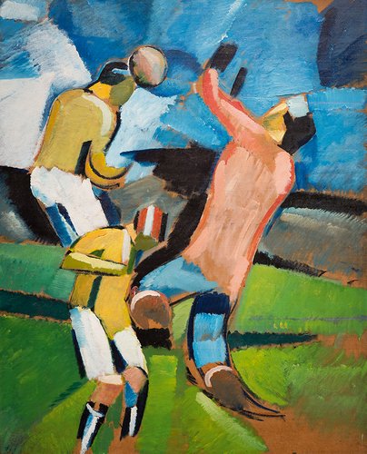 Fodboldspillere. Sofus header, 1917 malet af Harald Giersing.