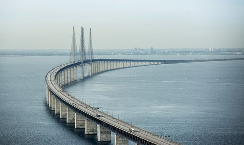 Øresundsbroen set fra luften.