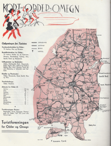 Kort over Odder og omegn fra 1944.