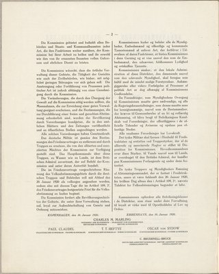 Bekendtgørelser fra Den Internationale Kommission, 10. januar 1920