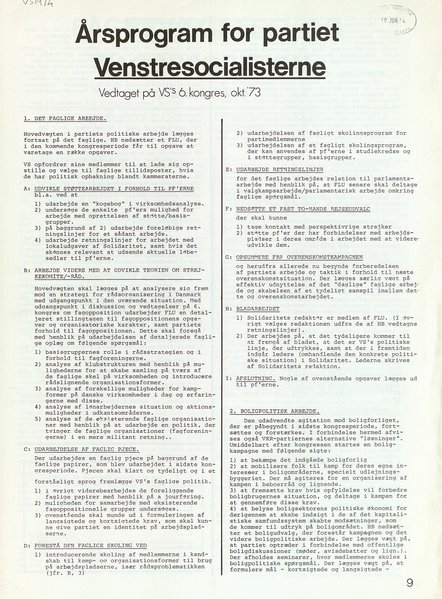 Årsprogram for partiet Venstresocialisterne