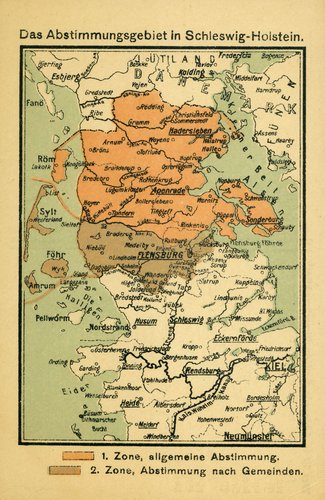 Kort over de slesvigske afstemningszoner 1920