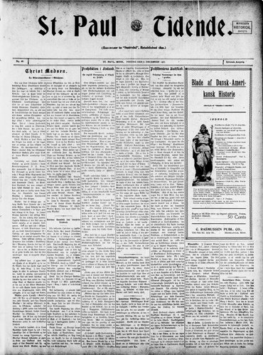 Forsiden af St. Paul Tidende 6. december 1907
