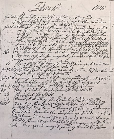 Side fra købmand Christian Geelmuyden fra Godthåbs dagbog, 1740-41.