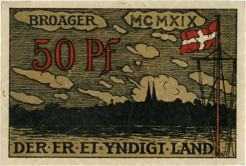 Pengeseddel fra Broager kommune 1919