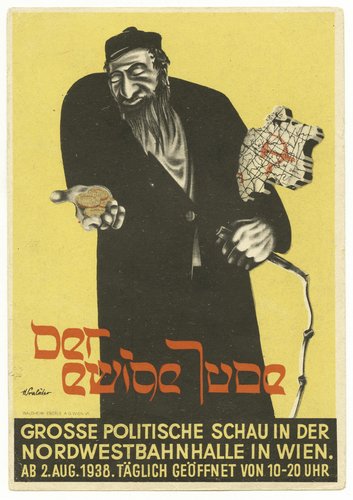 Postkort af den antisemitiske udstilling "Der ewige Jude"