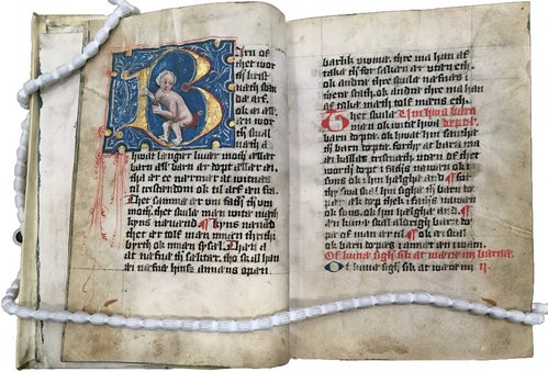 Opslag fra et af de ældste bevarede håndskrifter af Jyske Lov fra 1241