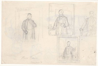 Fire udkast til portrættet af N.L. Høyen