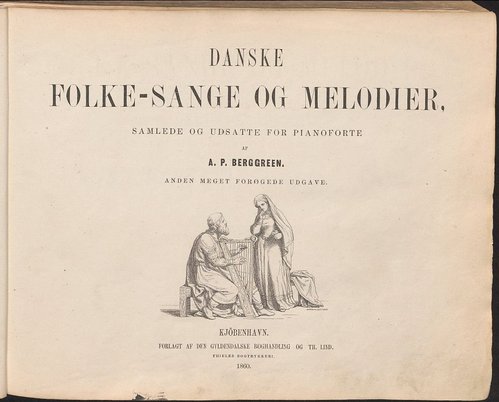 Forsiden til A.P. Berggreens 2. udgave af ’Folkesange og Melodier’, som han udgav i 1860