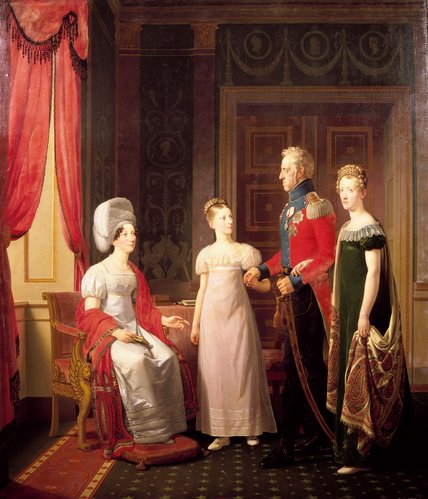 Eckersbergs maleri fra 1821 af Frederik 6., dronning Marie og døtrene