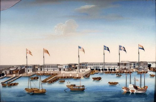 Europæiske handelskontorer i Canton ca. 1805