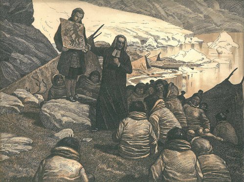 Hans Egede missionerer blandt grønlandske fangere