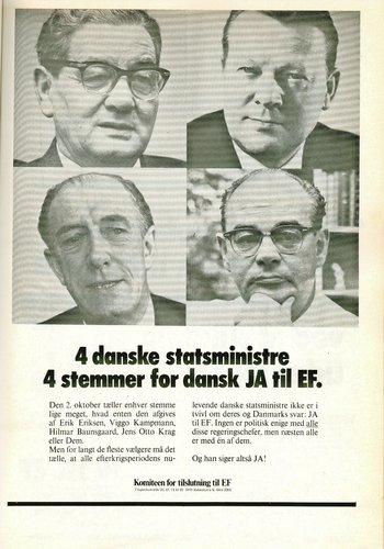 Plakat fra Komiteen for tilslutning til EF, oktober 1972