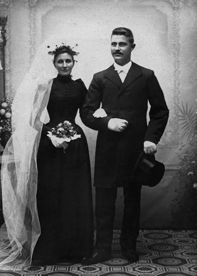 Bryllupsbillede fra 1897 af Johannes Jensens forældre