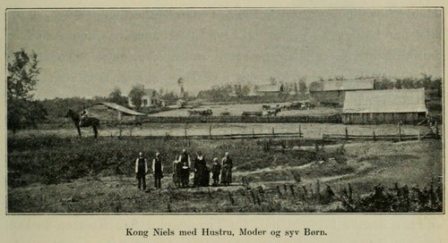 Kong Niels med hustru, moder og syv børn.