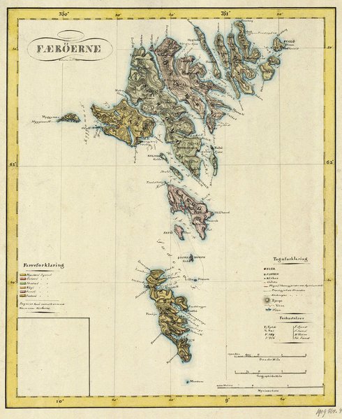 Kort over Færøerne fra 1841