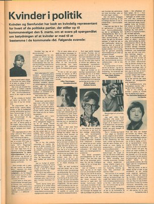Artiklen Kvinder i politik i tidsskriftet Kvinden og Samfundet, februar 1974